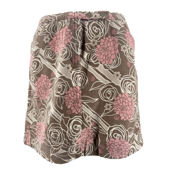 Ann Taylor Loft Sz 12 Skirt Cotton Velour Pink Tan Floral Pockets Short Print - Picture 1 of 9